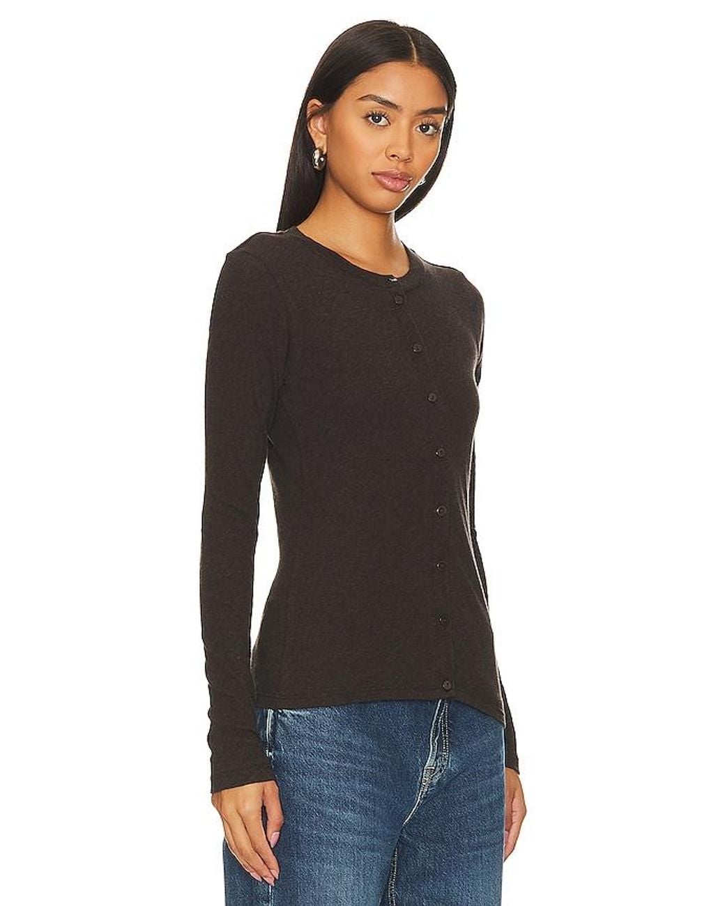 Enza Costa Black Cashmere Long Sleeve Cardigan