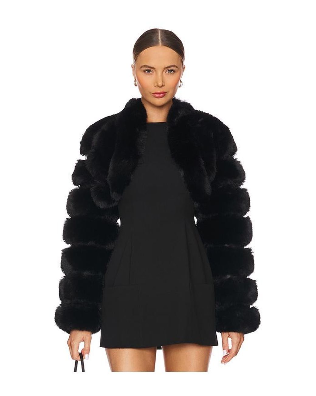 Adrienne Landau Black X Revolve Faux Fox Fur Short Jacket
