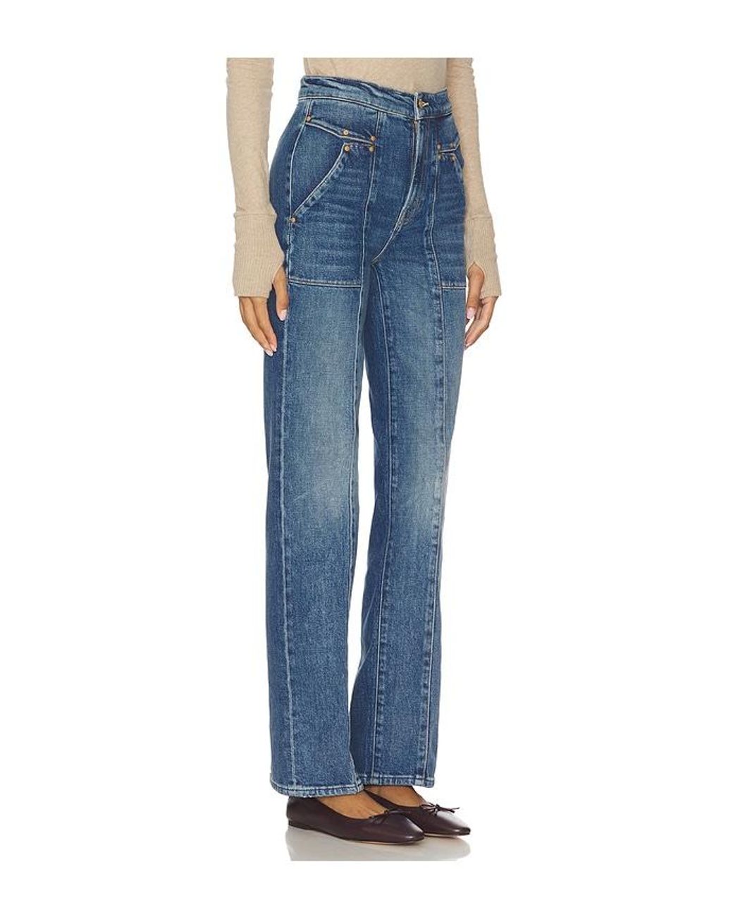 Mother Blue The Riveting Rambler Zip Sneak Jeans