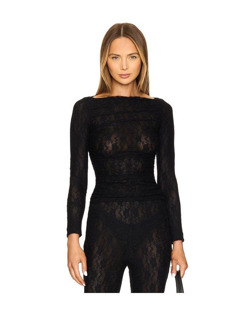 Lovers + Friends Black Gwen Lace Top