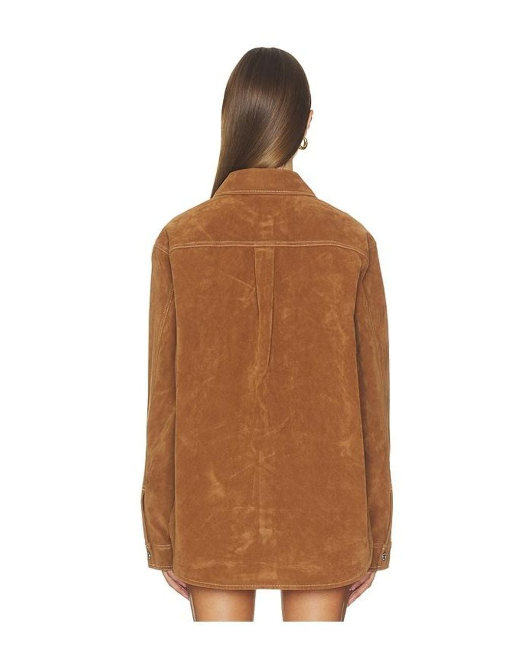 GOOD AMERICAN Brown The Better Than Suede Overshirt
