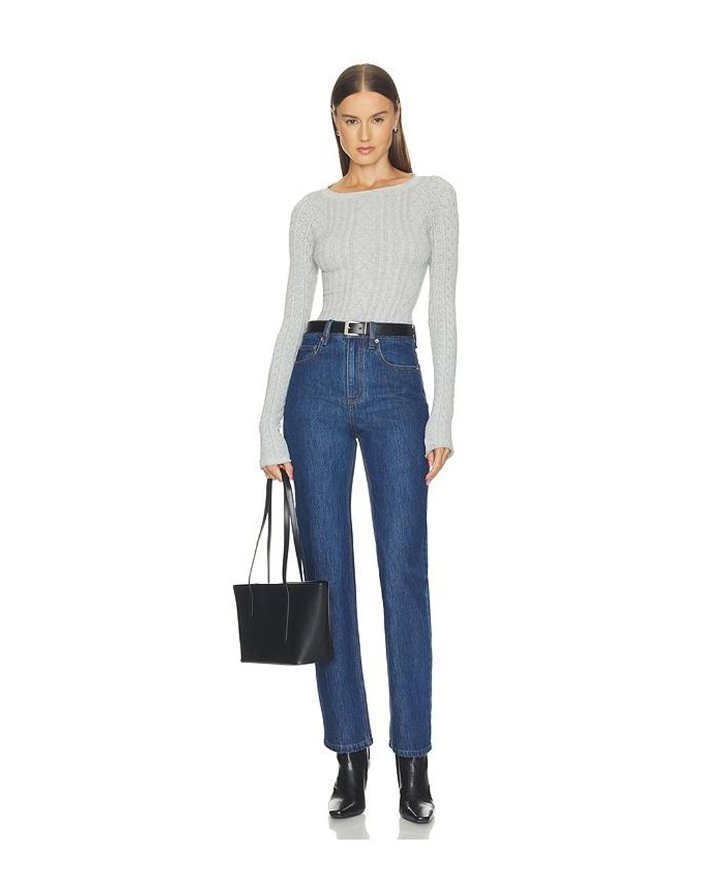 Free People Blue So Soft Seamless Modal Cable Long Sleeve Top