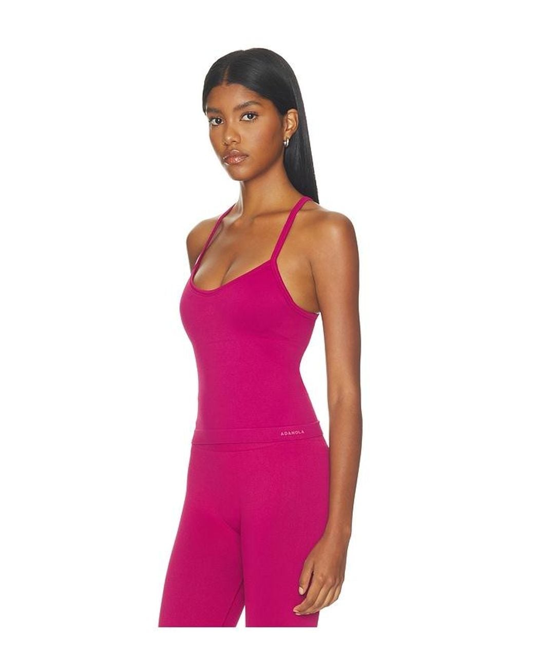 ADANOLA Pink Classic Seamless Cross Back Tank Top