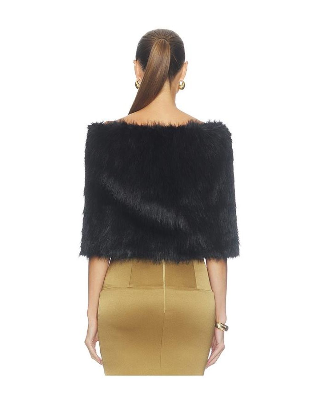 NonChalant Label Black Pascale Faux Fur Shawl