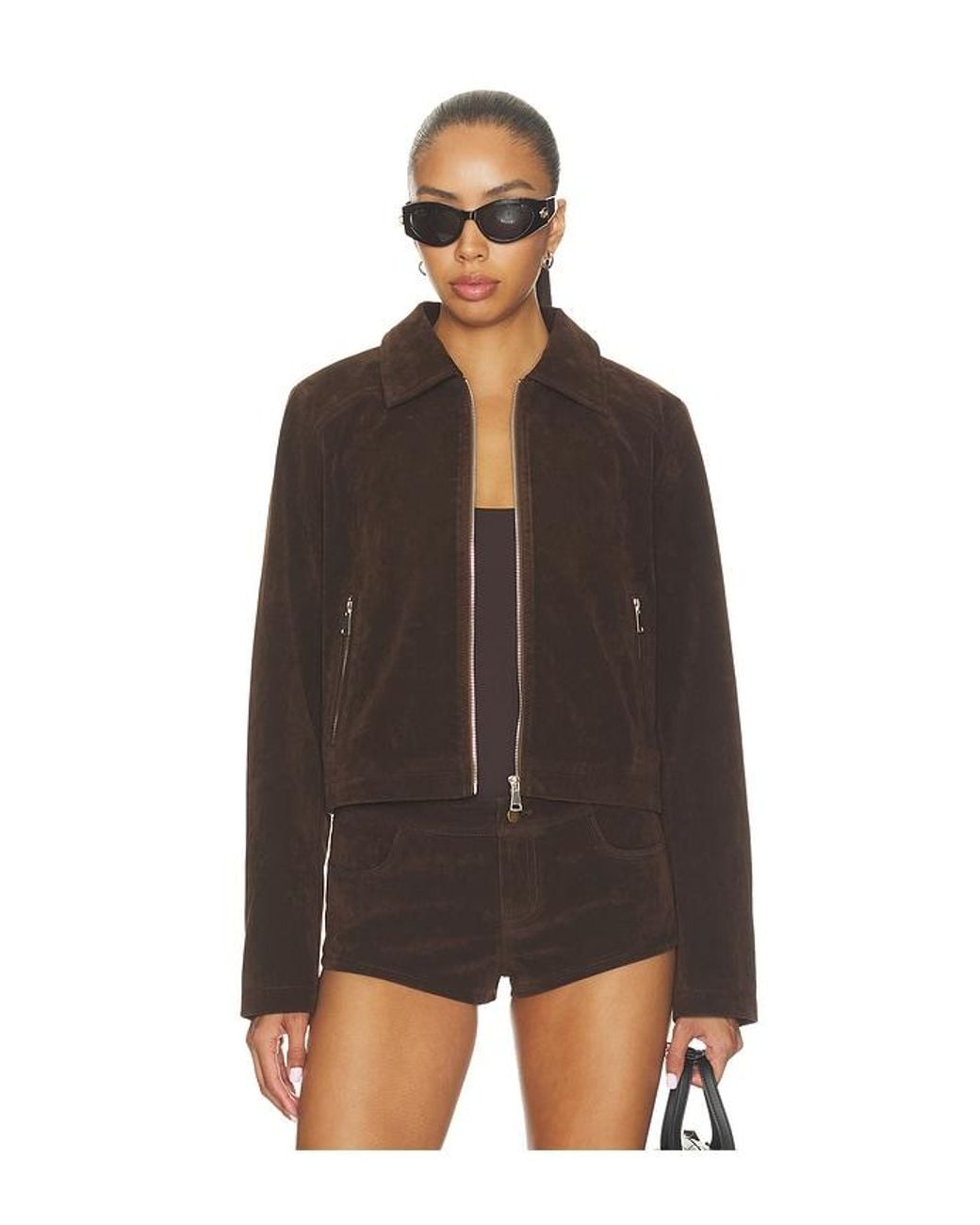 superdown Brown Frannie Faux Suede Jacket
