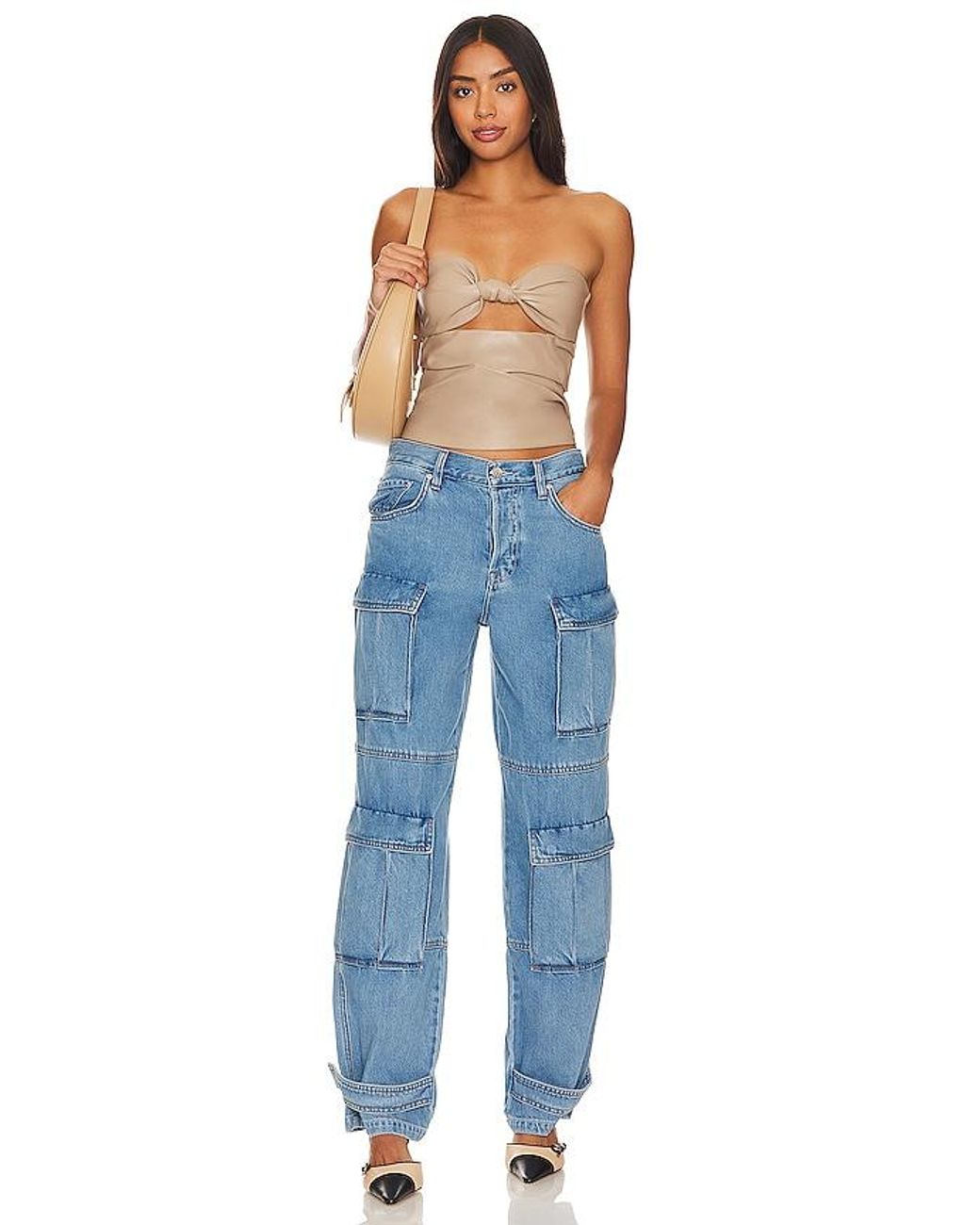 Lovers + Friends Blue Daxton Faux Leather Top
