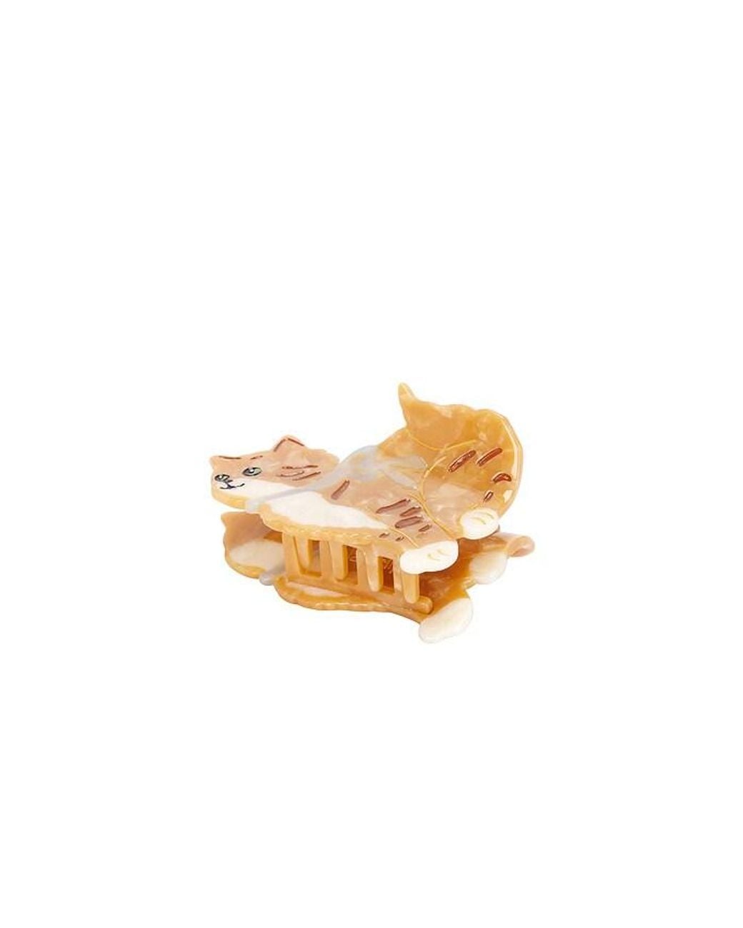 Solar Eclipse White Hand-Painted Kyoto Kitten Claw Hair Clip