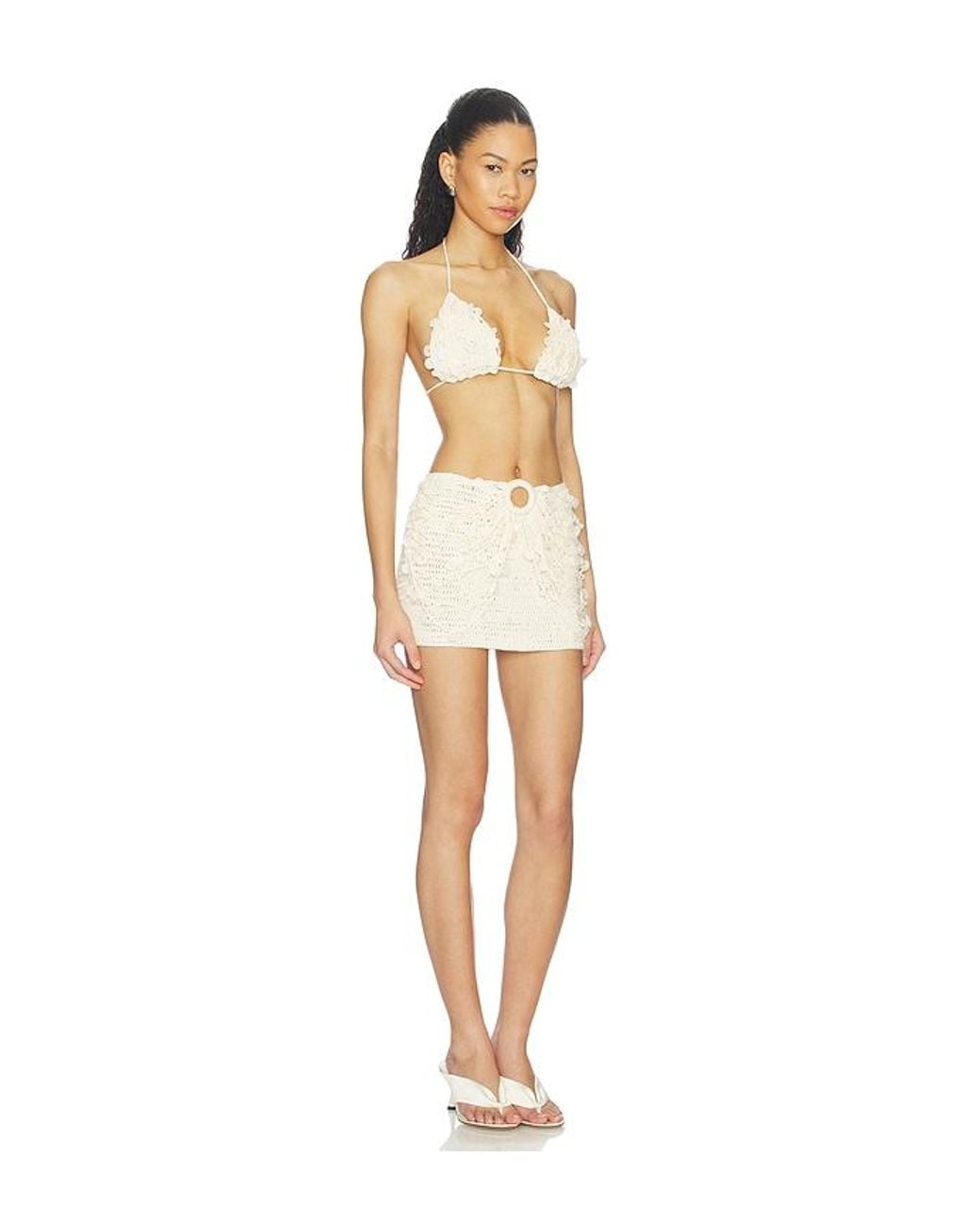 superdown White Solenne Crochet Mini Skirt Set