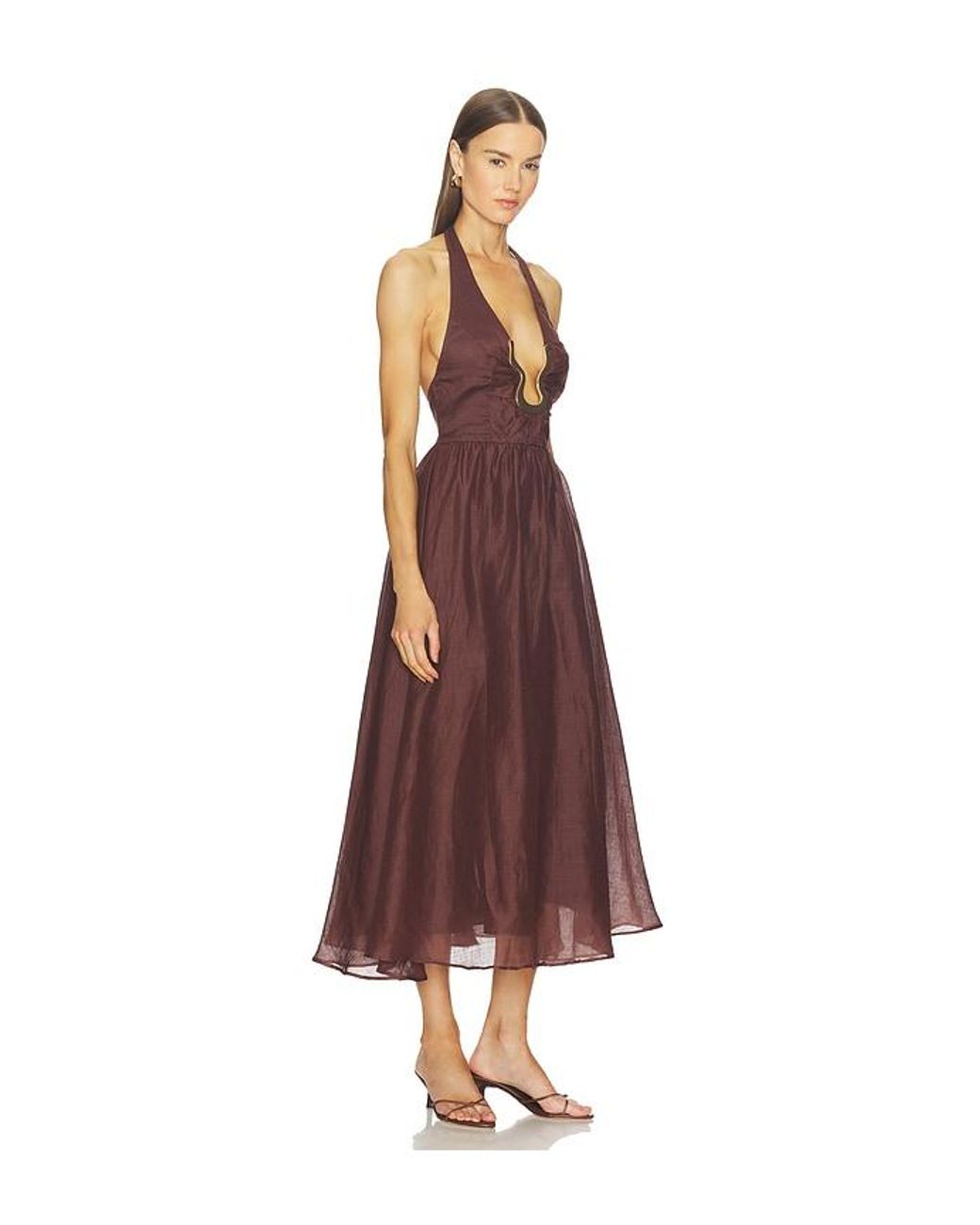 Bardot Red Cavarly Ramie Halter Dress