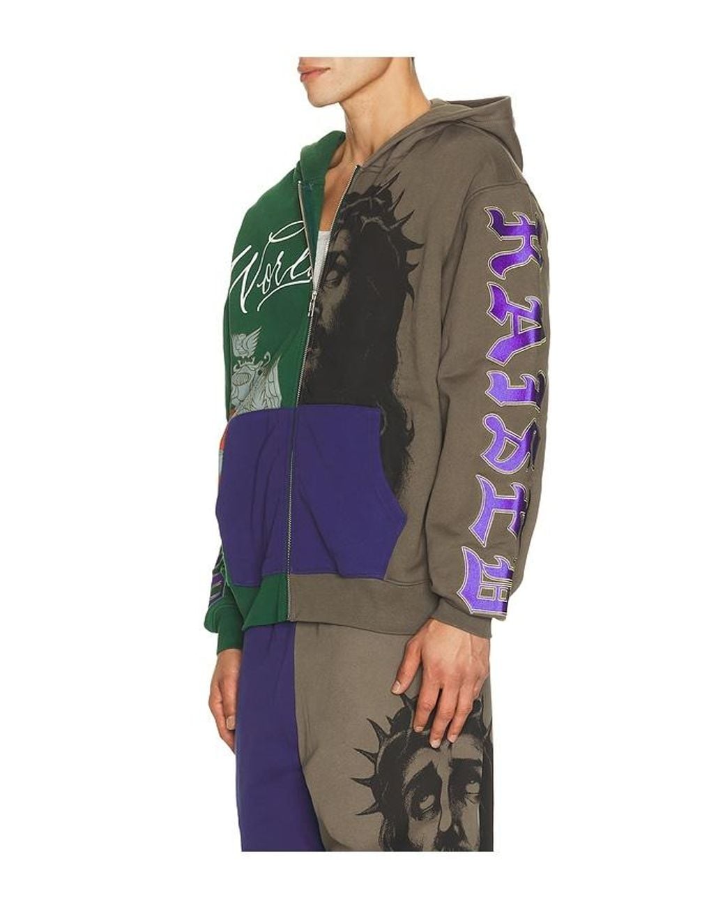 Born X Raised Multicolor Mashup Zip-Up Hoodie for men