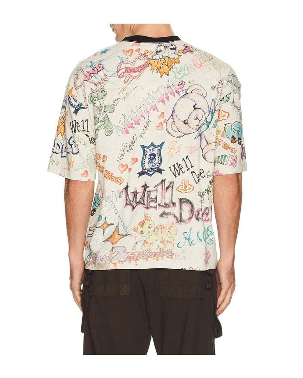we11done Multicolor Doodle Printed T-Shirt for men