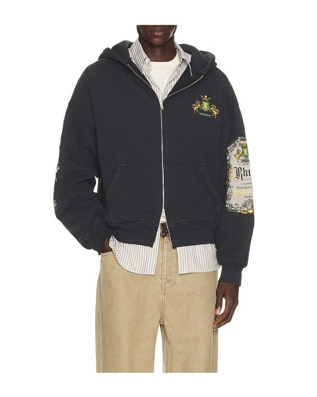 Rhude Blue Bordeaux Reserve Zip-Up Hoodie for men