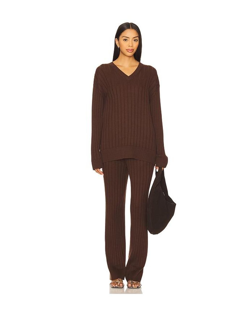 House of Harlow 1960 Brown X Revolve Irvina Ribbed V Neck
