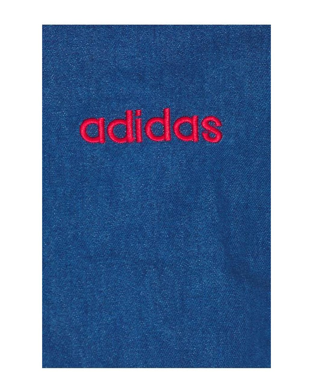 Adidas Originals Blue Superstar Denim Graphic Varsity Bomber Jacket