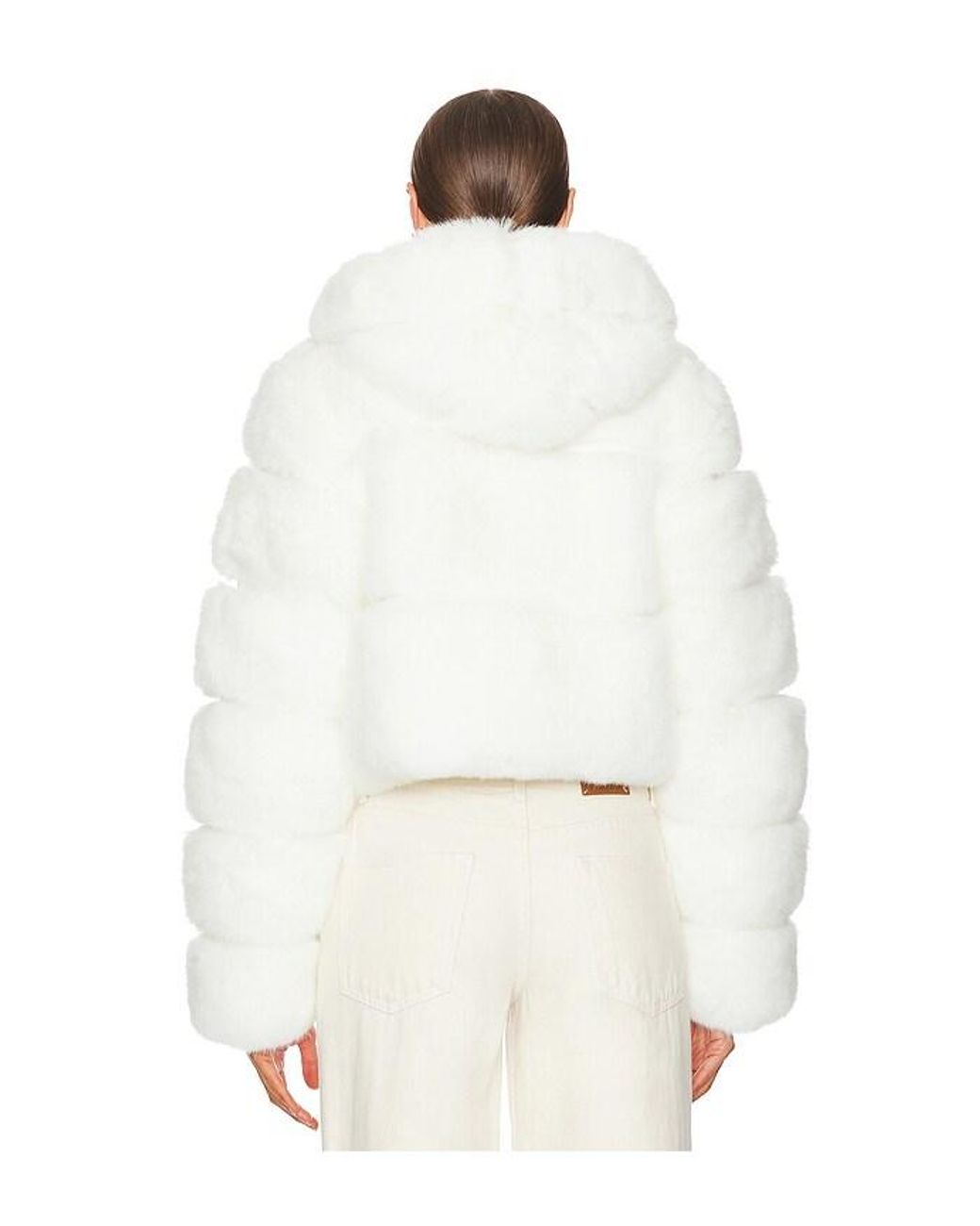 Adrienne Landau White The Lina Faux Fur Jacket