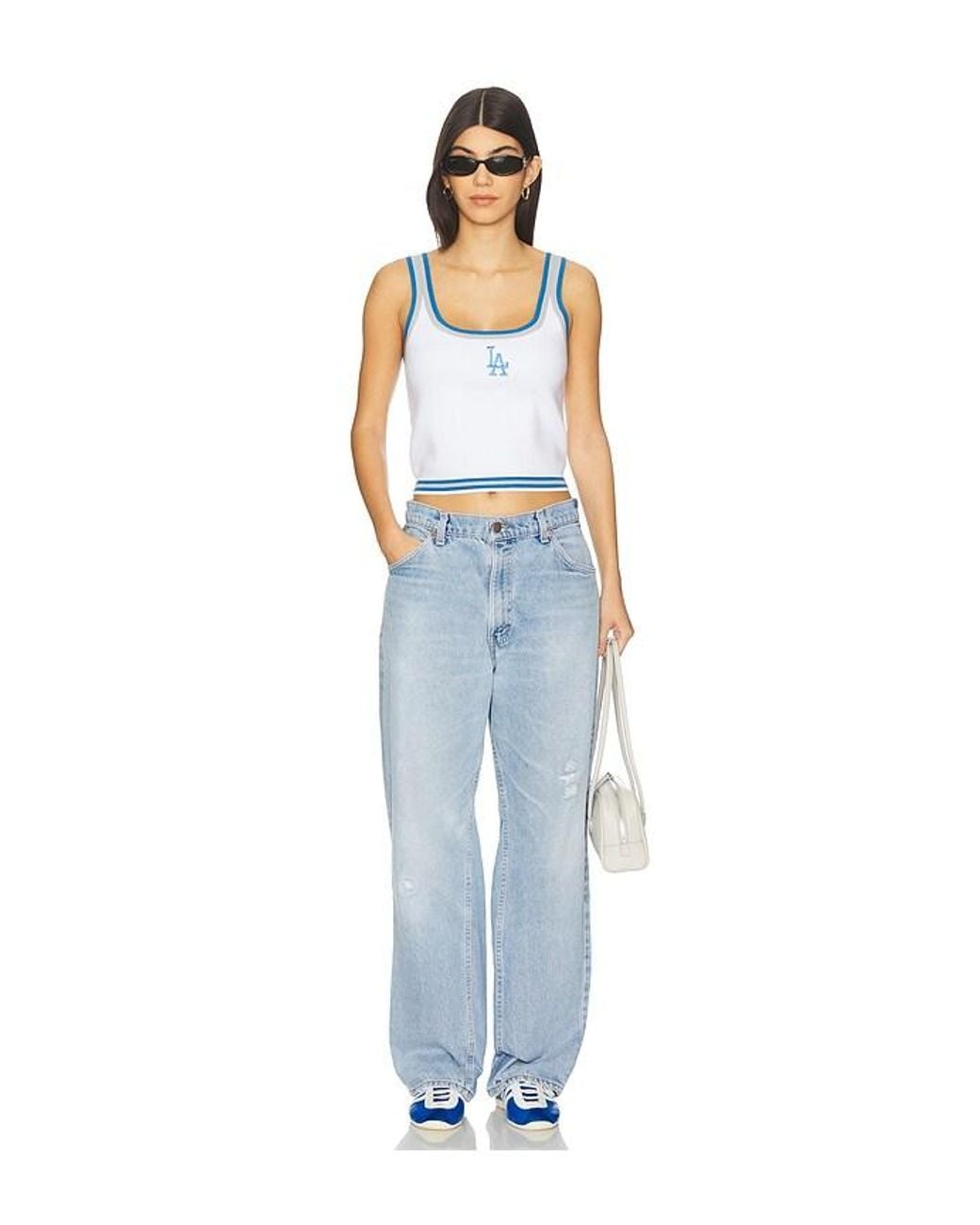 Terez White X Revolve Dodgers Crop Knit Tank Top