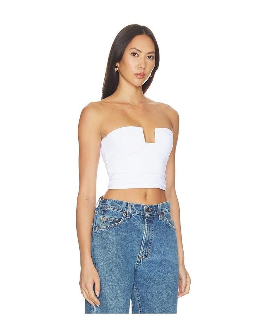 Susana Monaco White Wire Gathered Tube Top