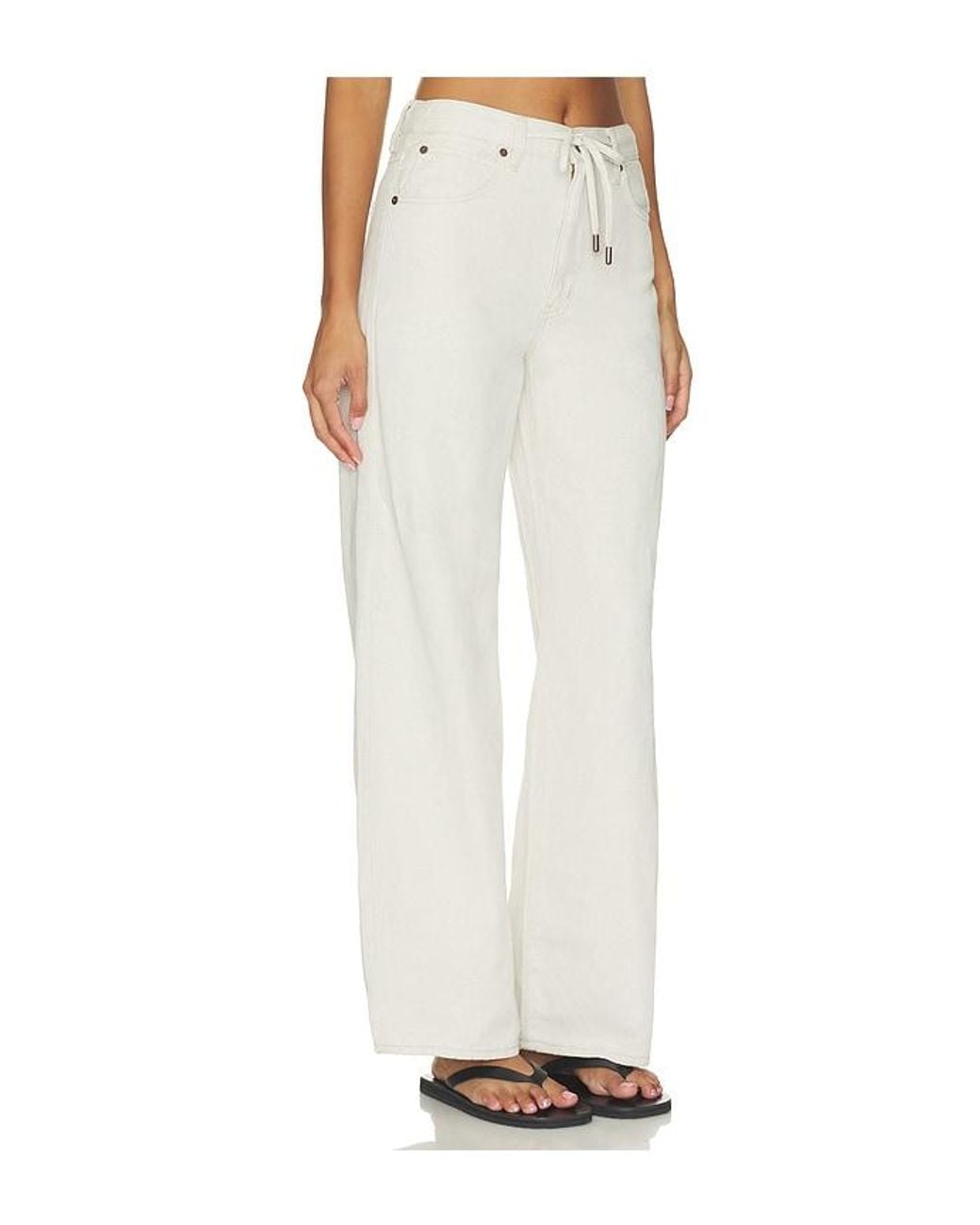 FRAME White The Off Duty Drawstring Bow Jeans