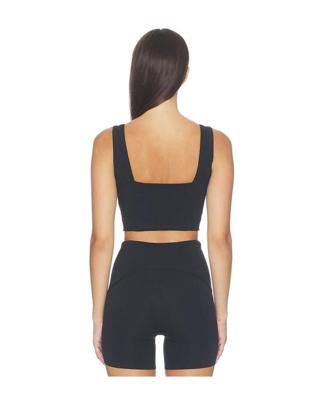 Spanx Blue Get Moving Cropped Square Neck Shelf Tank Top