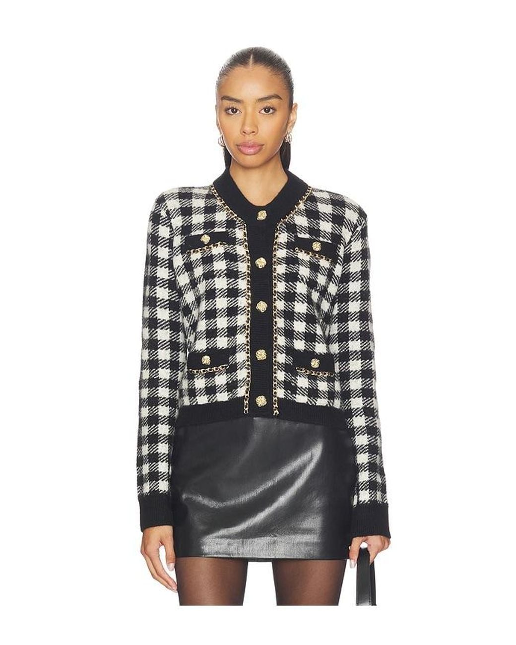 Generation Love Black Selma Houndstooth Cardigan