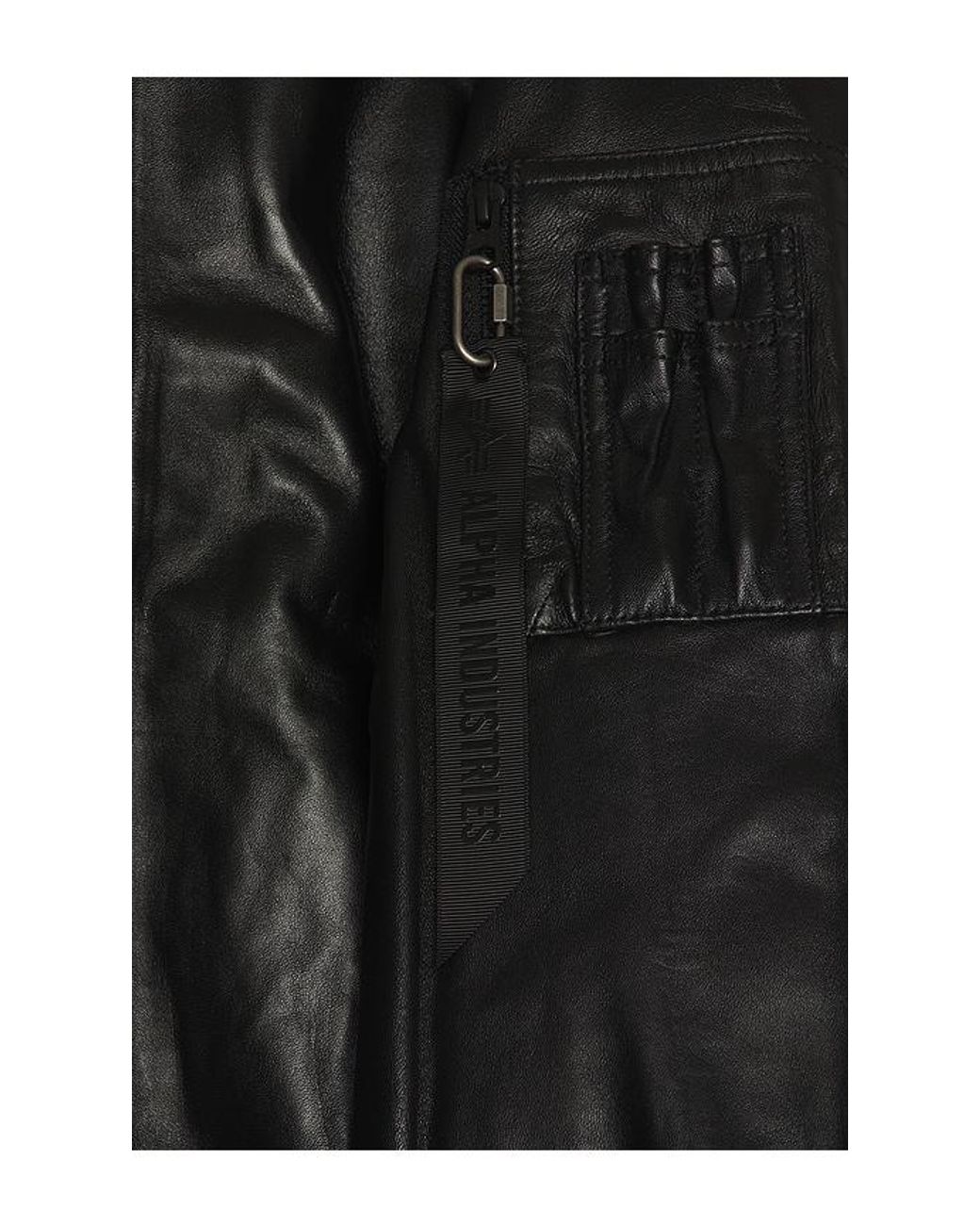 Alpha Industries Black Ma-1 Heritage Fit Leather Flight Jacket for men