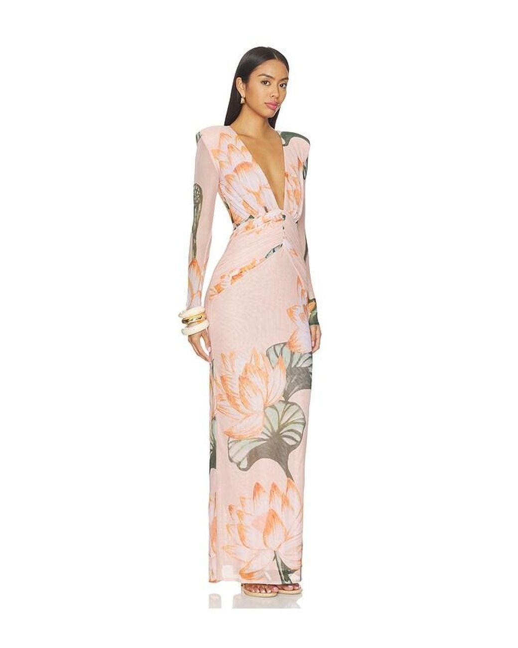 PATBO Natural Lotus Long Sleeve Maxi Dress