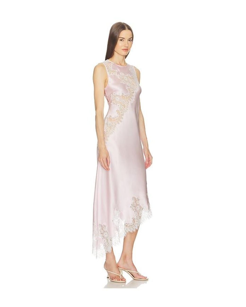 SRG White Ellis Silk Midi Dress