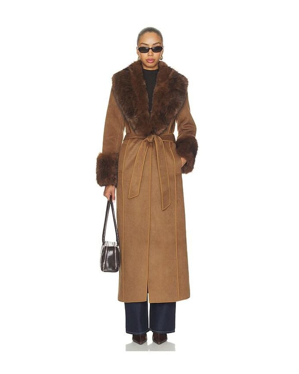Elliatt Brown Veldra Fur Panel Coat