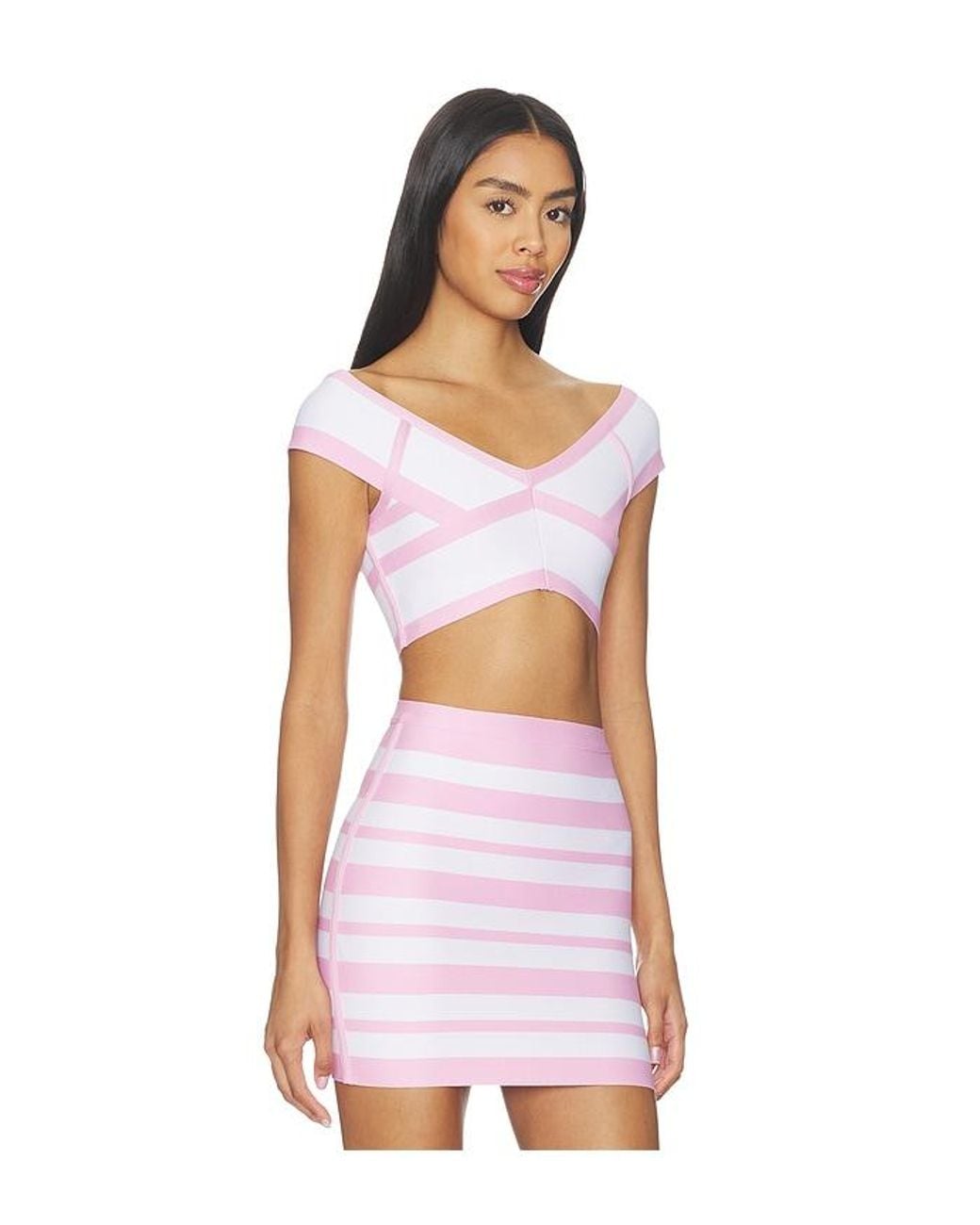 Hervé Léger White The Spotlight Crop Top