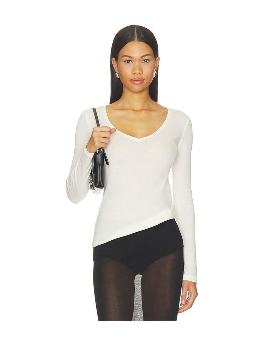 GRLFRND White Sheer V-Neck Tee
