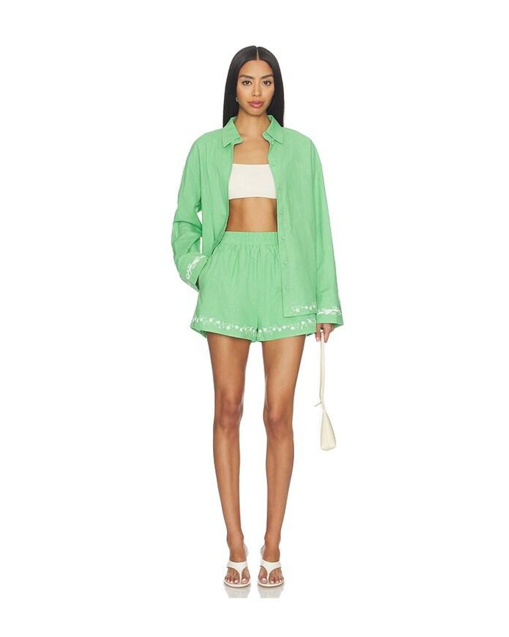 Line & Dot Green Tippi Embroidered Shirt