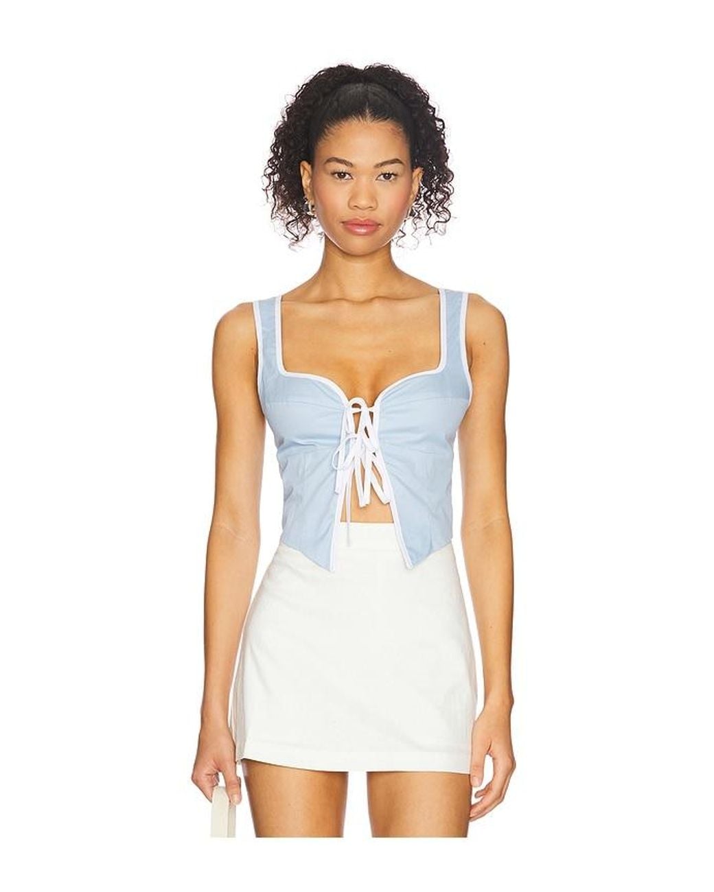 MORE TO COME White Amelie Tie Front Top