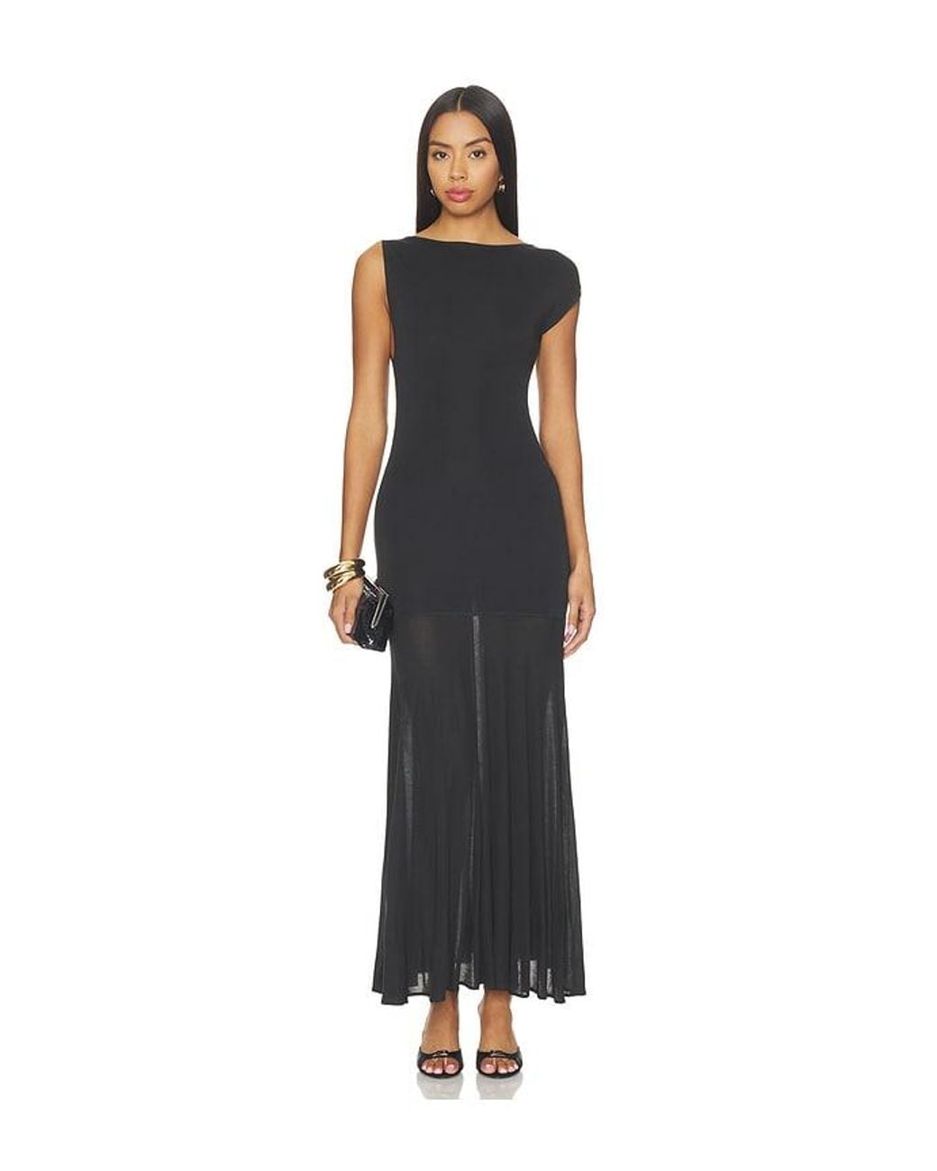 St. Agni Black Fine Jersey Circle Hem Dress