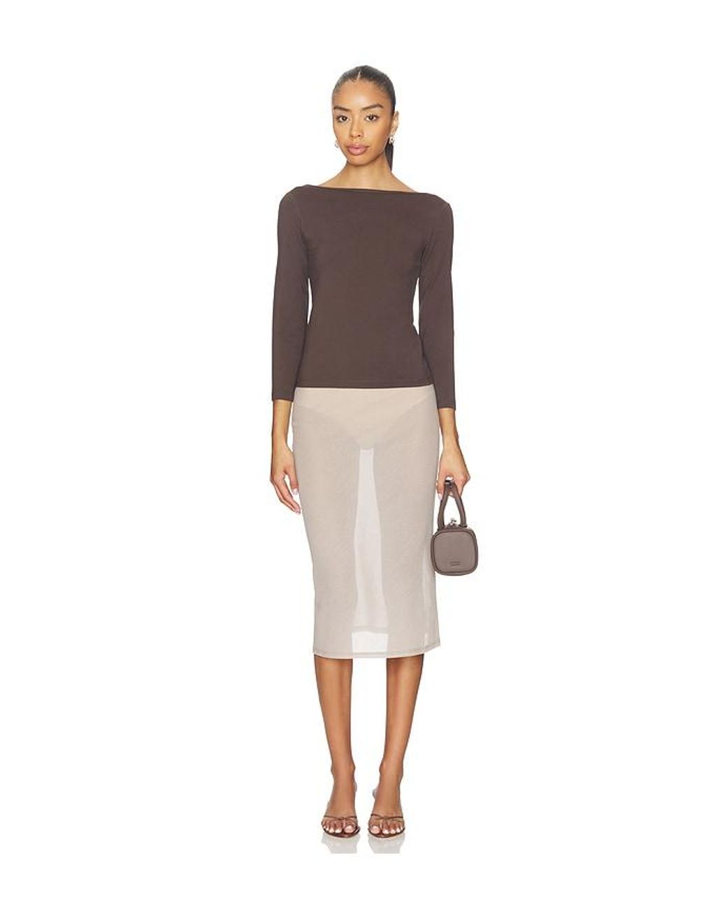 St. Agni Brown Soft Jersey Ballerina Top