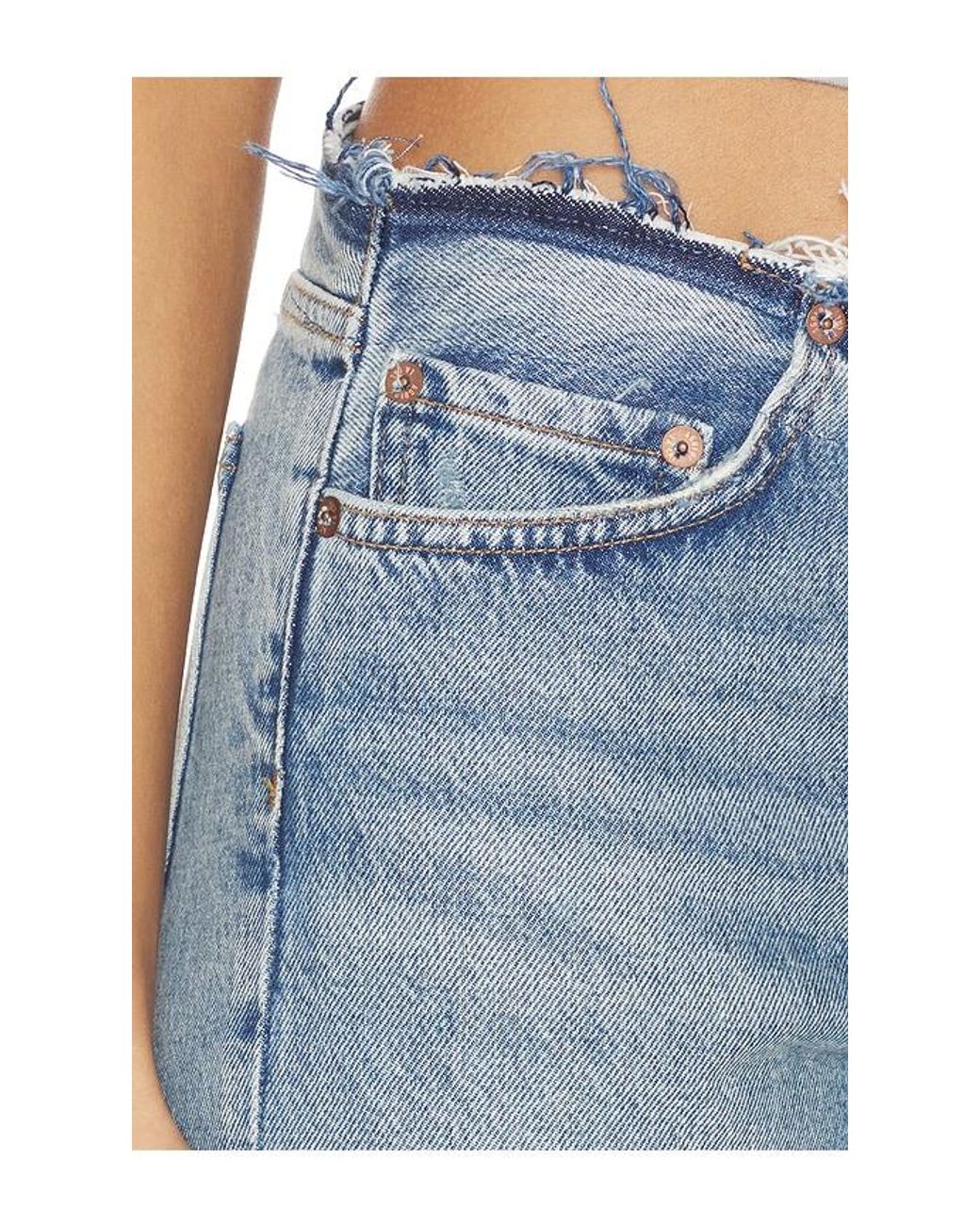 Agolde Blue Fray Slim Crop