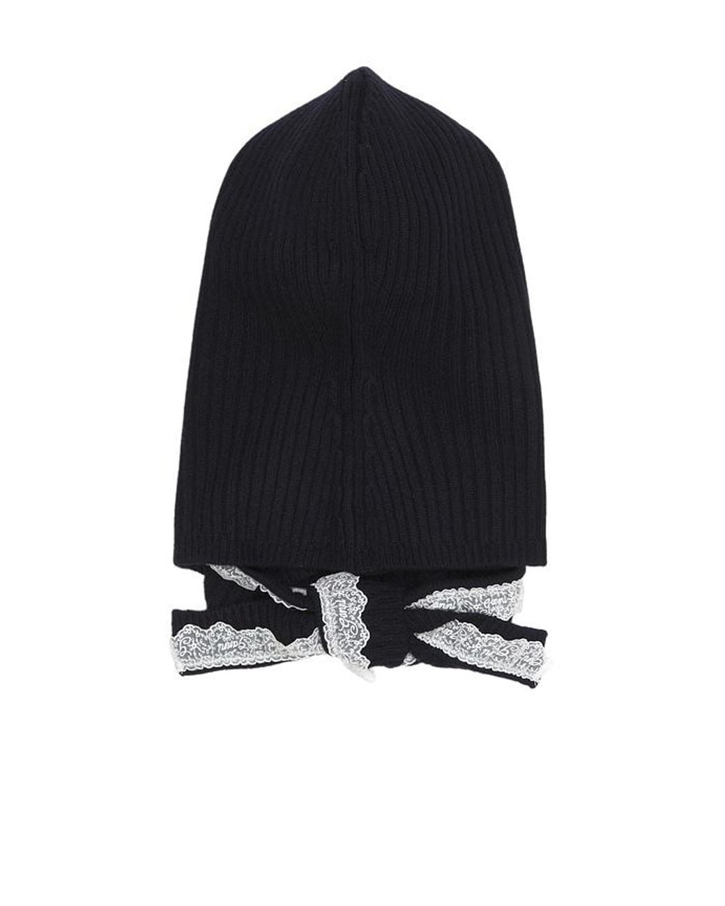 Ganni Black Compact Wool Balaclava Lace