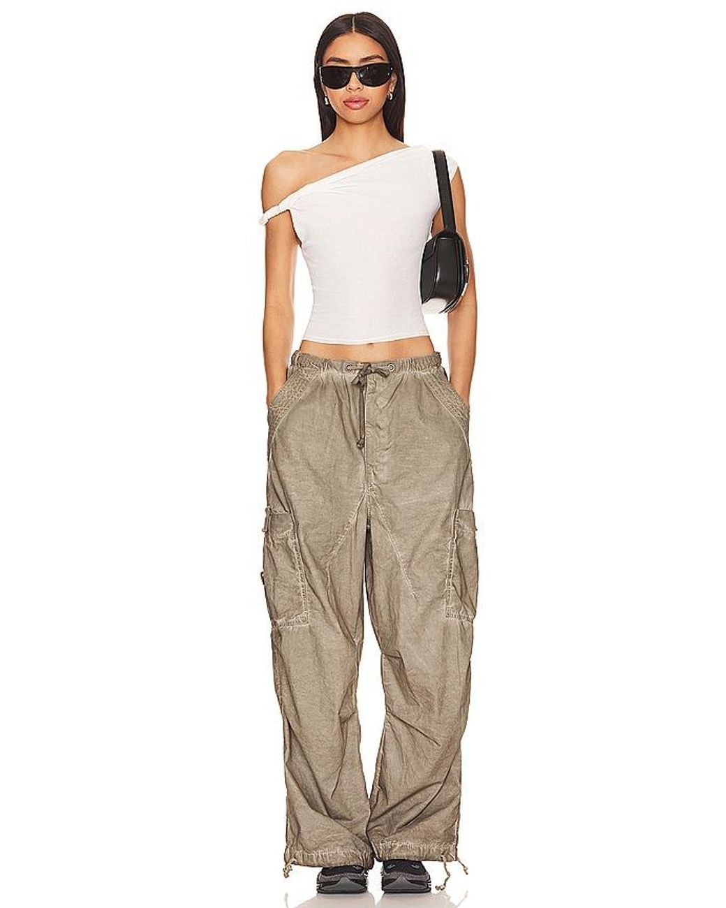 Jaded London Natural Oil Wash Parachute Pants