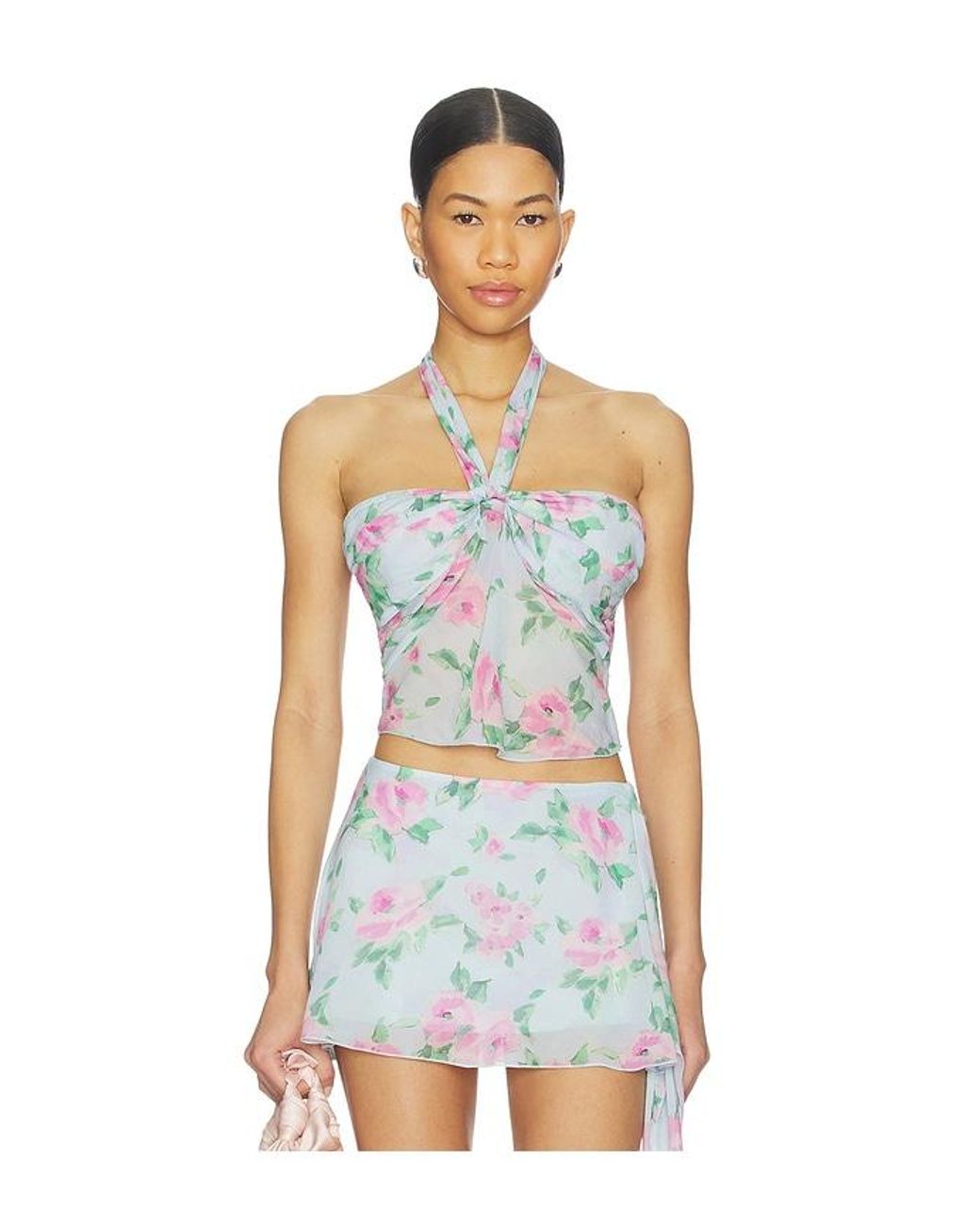 Frankie's Bikinis White Maribel Chiffon Halter Top