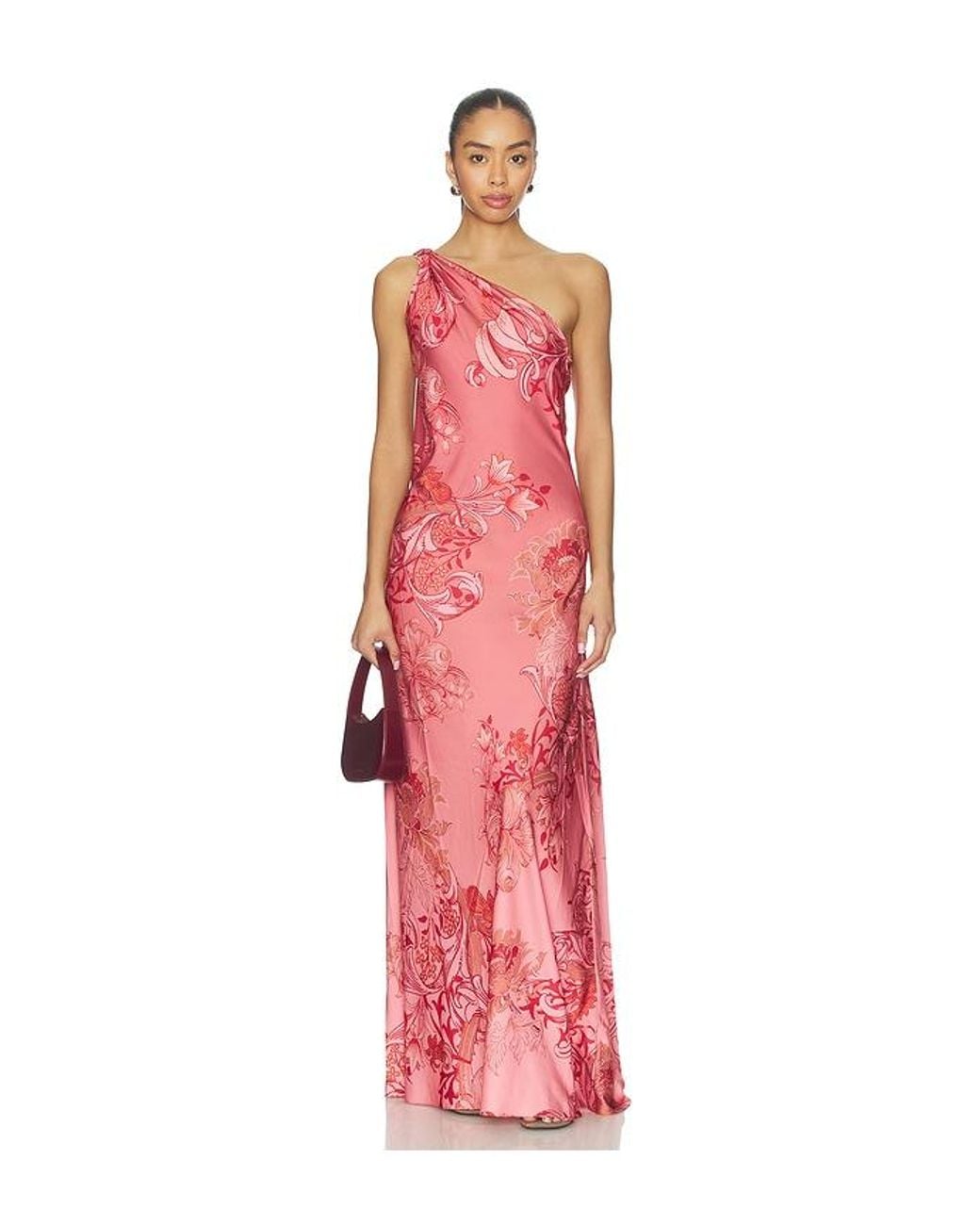 Hemant & Nandita Red One Shoulder Sash Dress