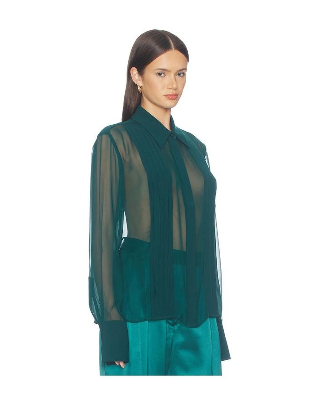 Sans Faff Green Meghan Panelled Silk Blouse