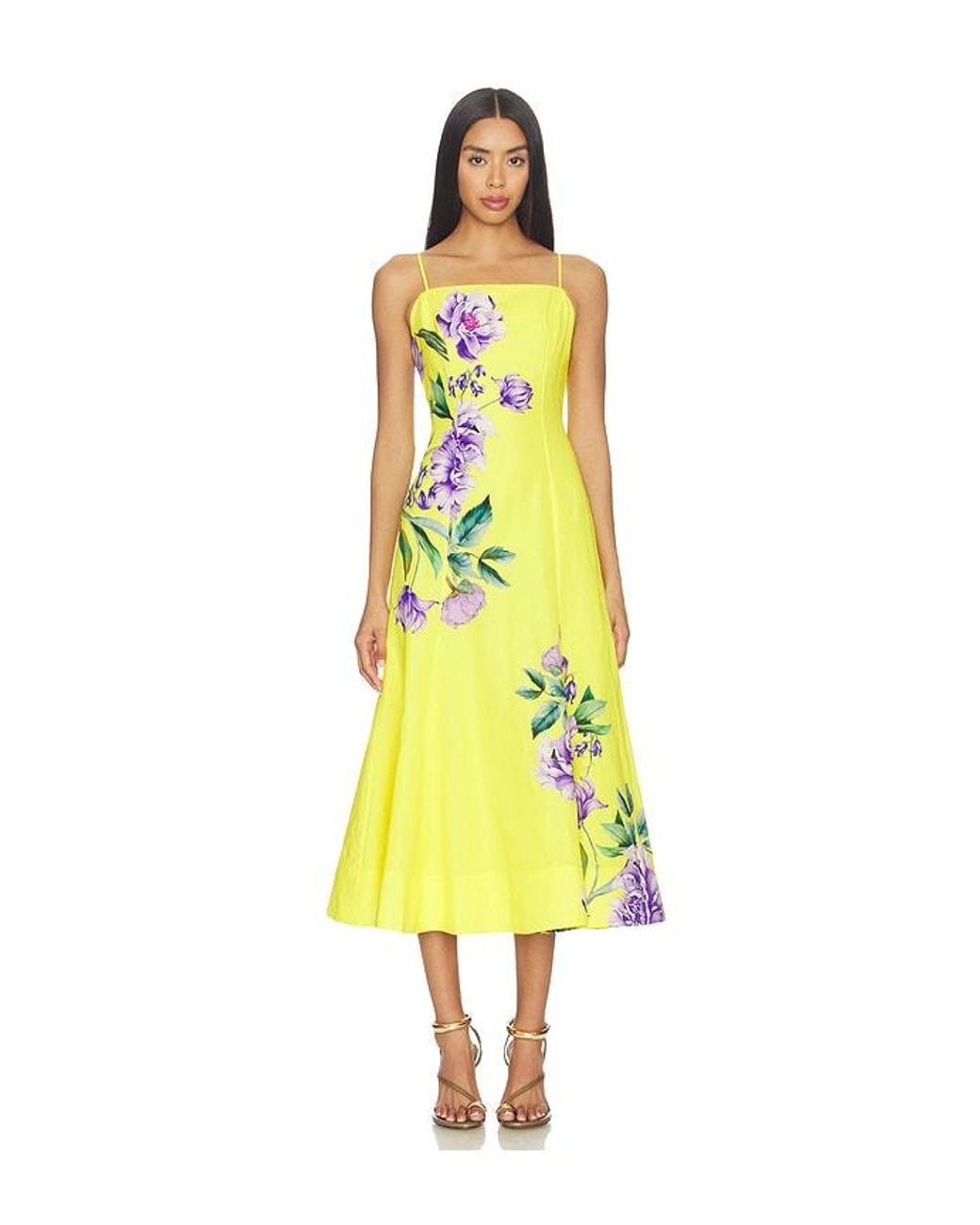 Hemant & Nandita Yellow Paneled Midi Dress