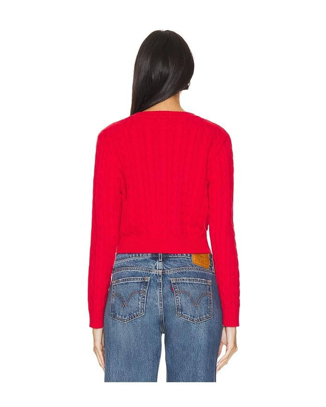 Frankie's Bikinis Red Dudley Cable Knit Cardigan