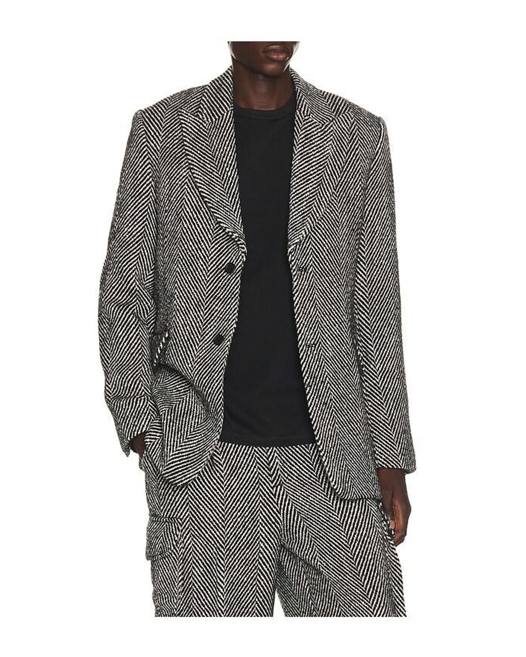 KROST Gray Eco Herringbone Longline Blazer for men