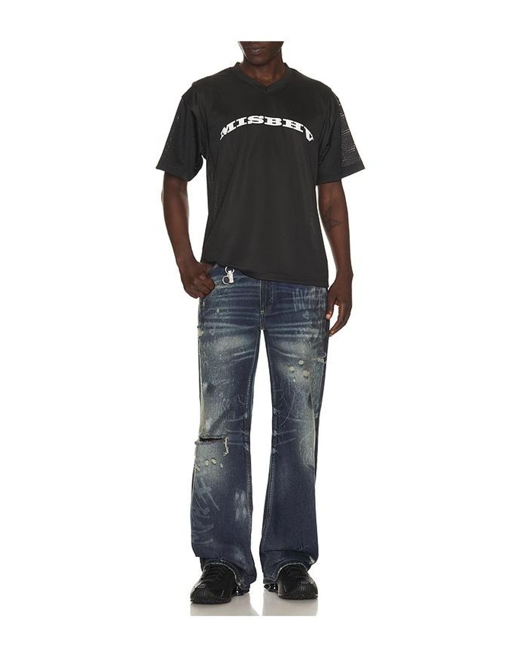 M I S B H V Blue Laser Tagged Denim Jeans for men