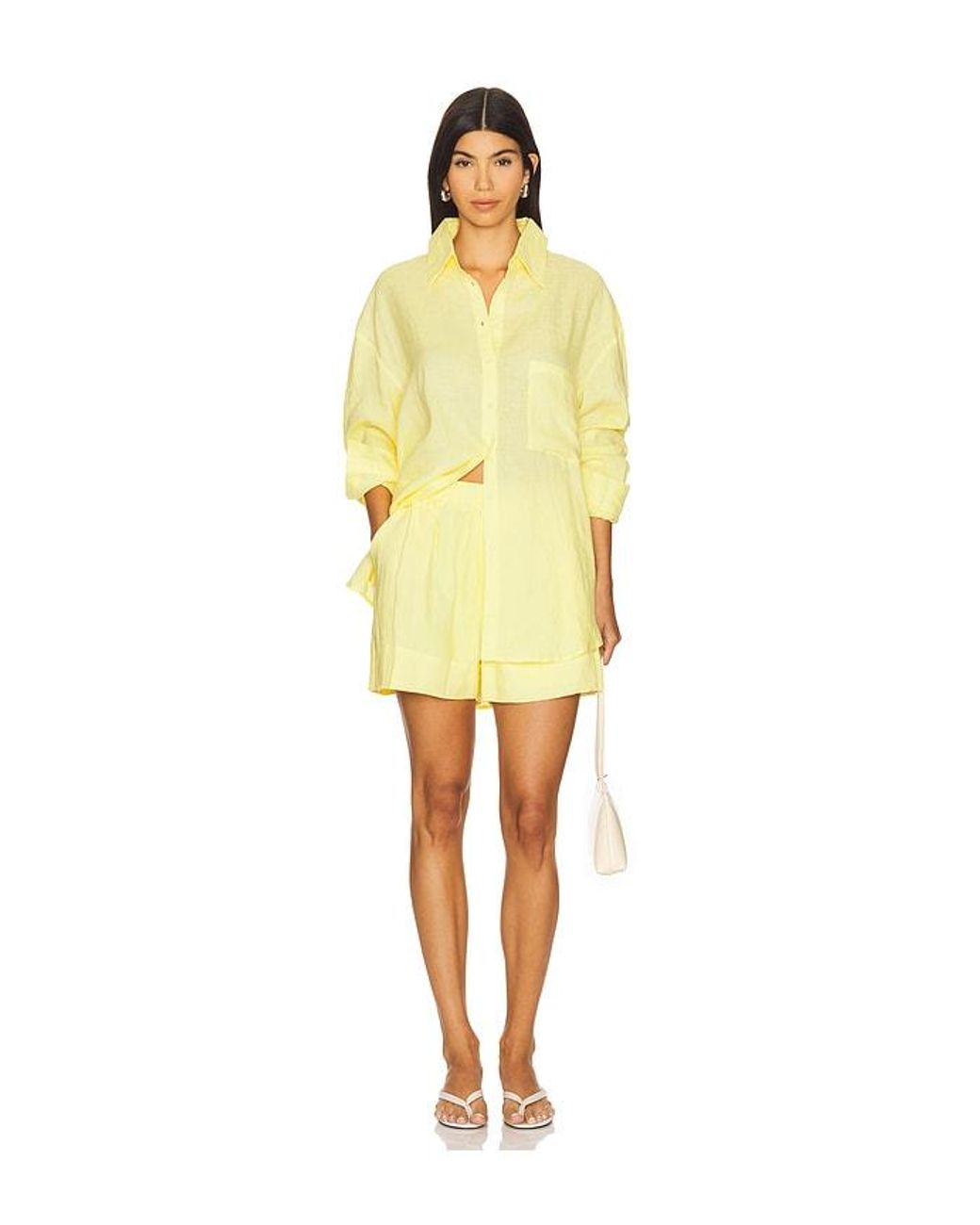 AEXAE Yellow Linen Waistband Short