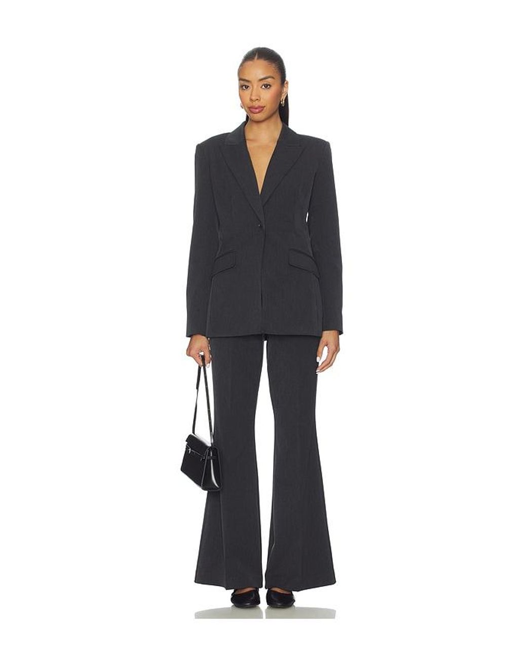 GOOD AMERICAN Blue Essential Suiting Flare Trousers