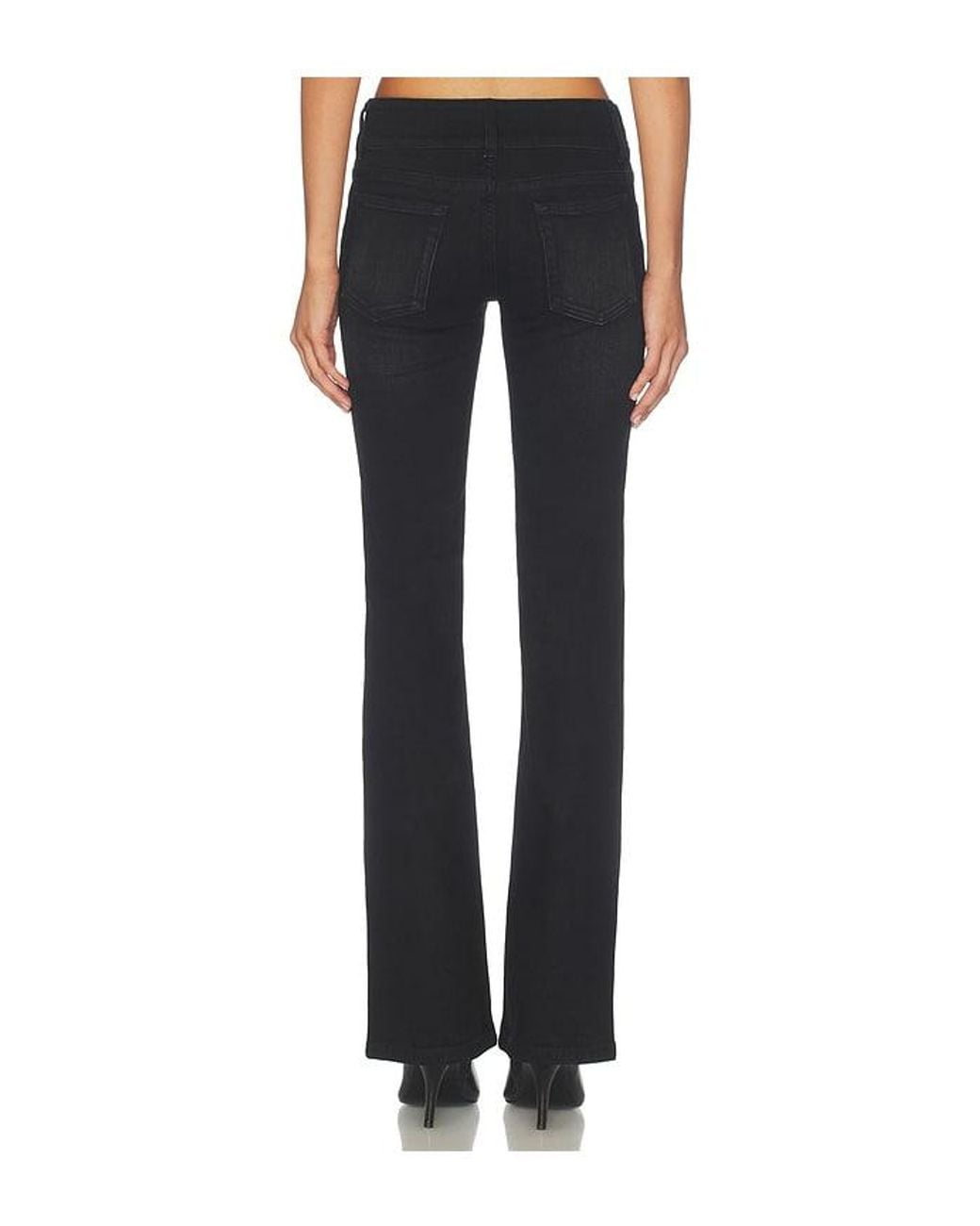 GUIZIO Black Malia Low Rise Belted Flare Denim Jeans