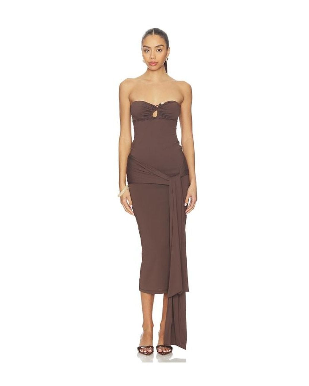 Bardot Brown Laverne Strapless Midi Dress