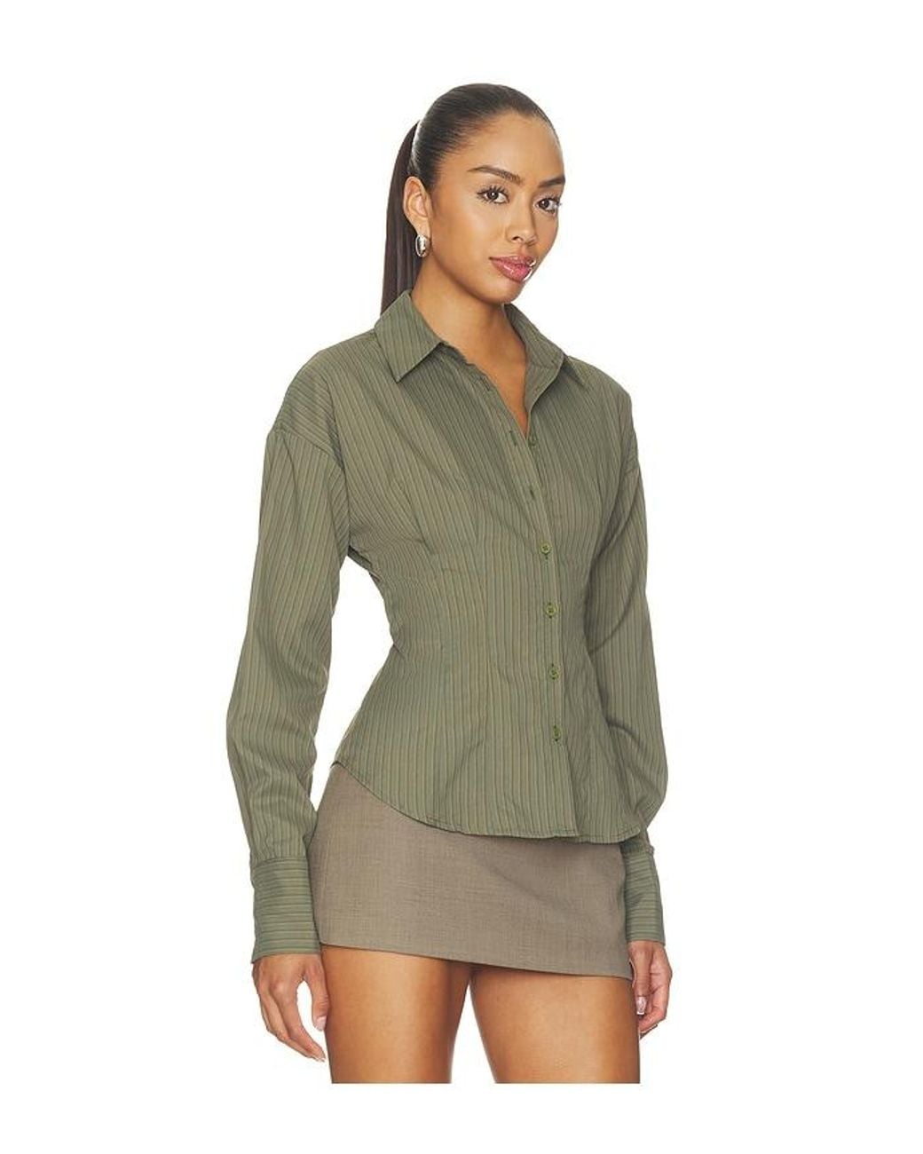 ALL THE WAYS Green Jeyne Button Up Top