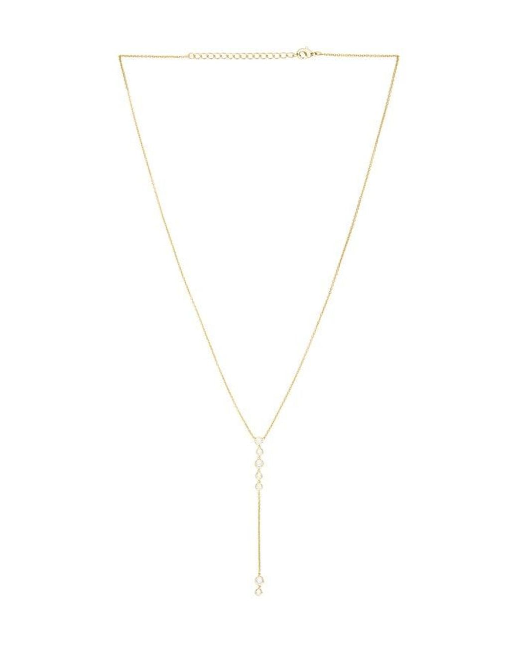 By Adina Eden White Multi Bezel Stone Drop Lariat Necklace